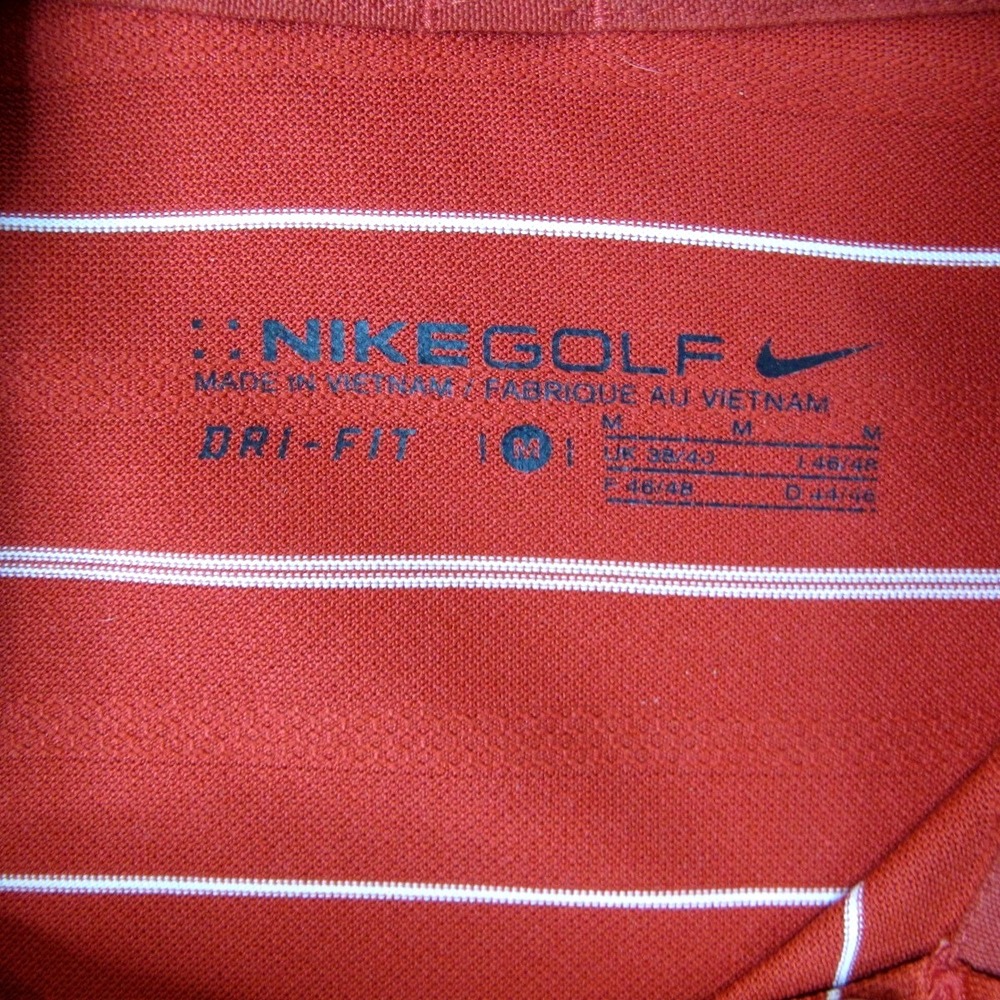 Nike Golf Dri Fit Red Striped Performance Golf Polo‎ Shirt Men's Medium - Picture 3 of 7